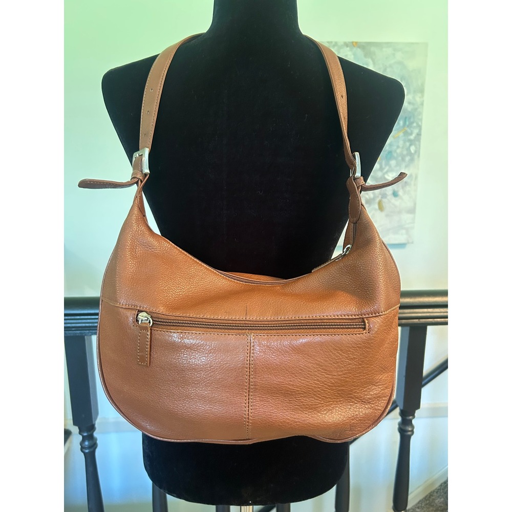 Stone Mountain Pebbled Leather HoboBag Cognac Brown Shoulder Purse Vintage Style - Picture 2 of 8